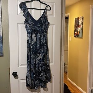 Sweet blue flower ruffle dress
